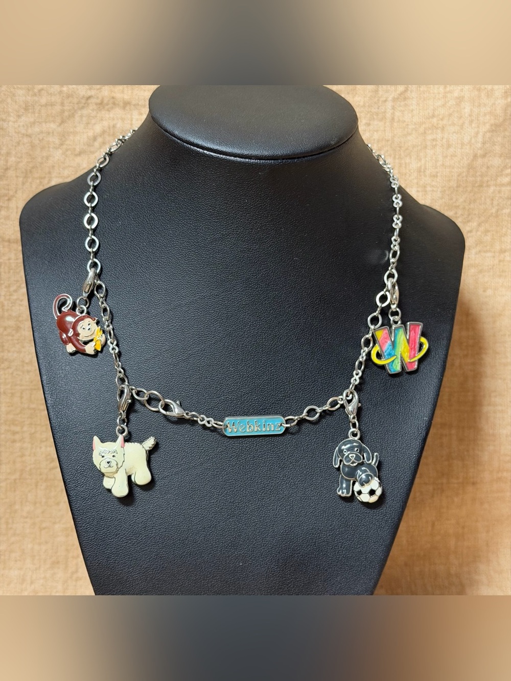Webkinz Vintage Charm Necklace in Silver with Colorful Enamel Charms